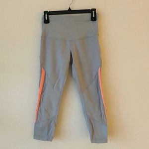 Zella high waist active crop leggings, gray & orange, size Small